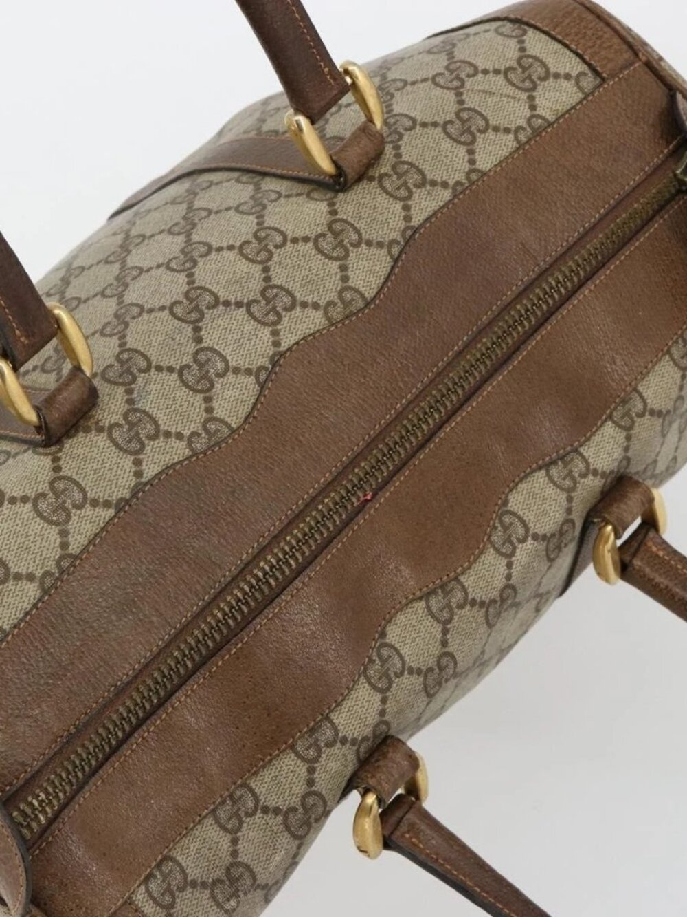 GUCCI GG Supreme Boston Bag PVC Beige Gold Auth 184499 - Picture 7 of 14